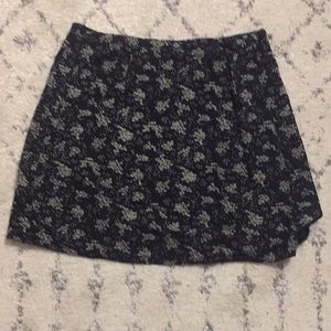 Vintage 90s black floral skater skirt